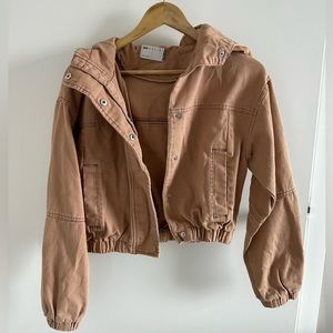 ASOS cropped tan denim Y2K jacket